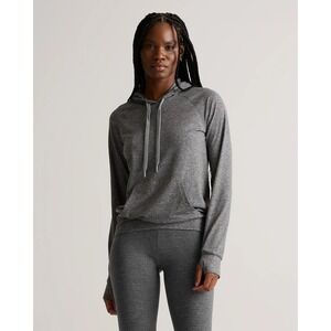 Quince Womens Flowknit Pullover Hoodie Heather Gray Size M
